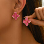 Alloy Enamel Flower Stud Earrings Fresh Sweet Style