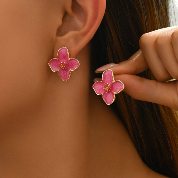 alloy_enamel_flower_stud_earrings_fresh_sweet_style_image_1