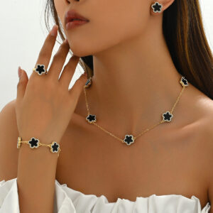 Alloy Jewelry Set Stone Flower Design Korean Style
