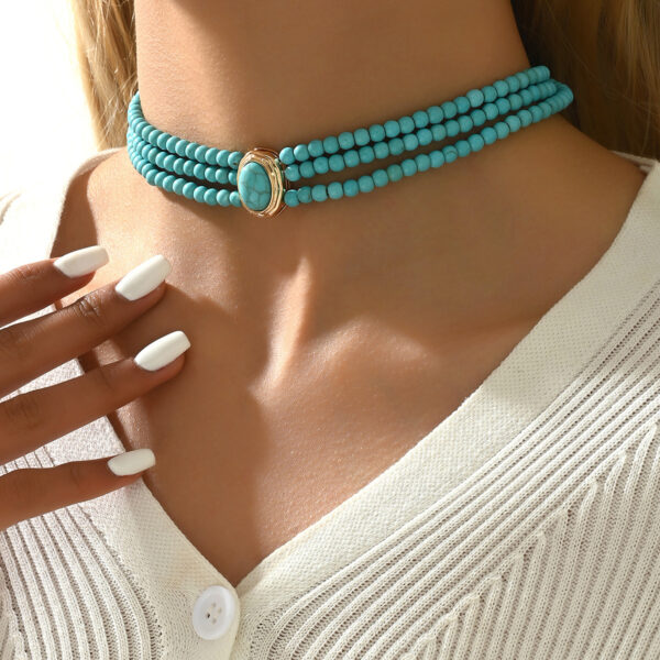 alloy_multi-layer_beaded_necklace_with_turquoise_stone_choker_image_1