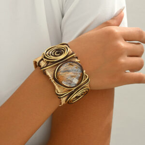 Bohemian Style Zinc Alloy Wire Wrapped Cuff Bracelet