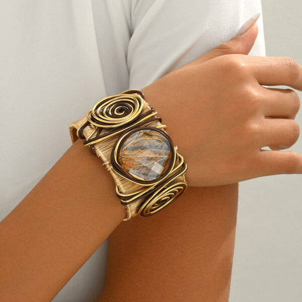 bohemian_style_zinc_alloy_wire_wrapped_cuff_bracelet_image_1