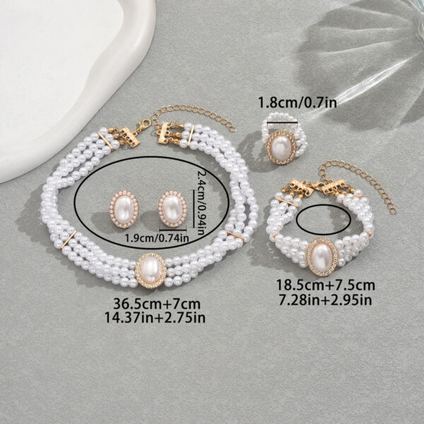 Classic Gold Tone Alloy Pearl & Rhinestone Jewelry Set - Image 4