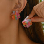 Colorful Floral Petal Stud Earrings in Zinc Alloy