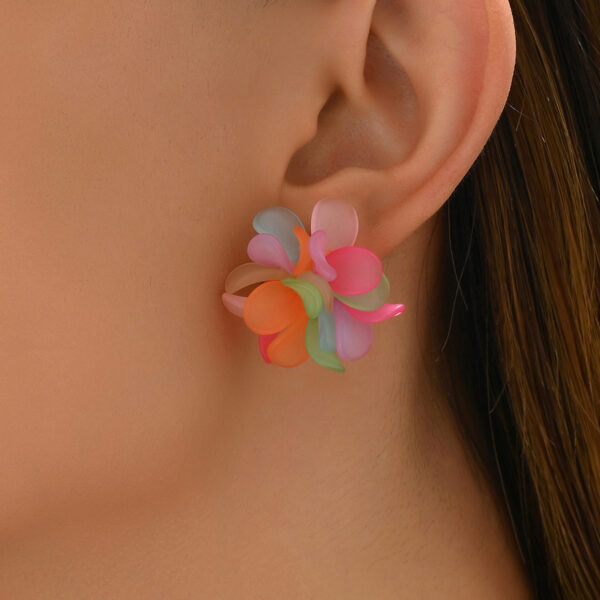 Colorful Floral Petal Stud Earrings in Zinc Alloy - Image 2