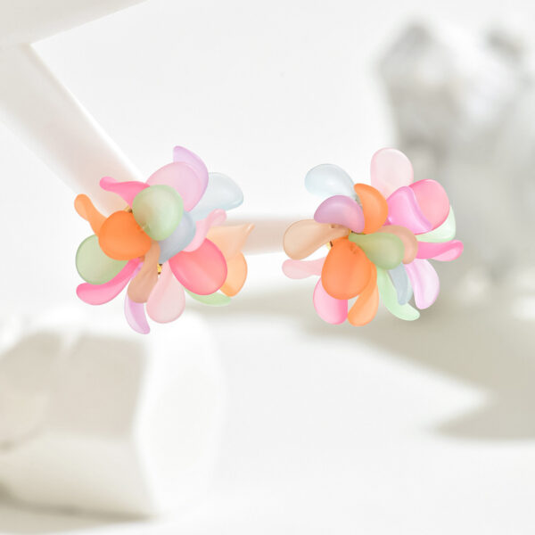 Colorful Floral Petal Stud Earrings in Zinc Alloy - Image 3