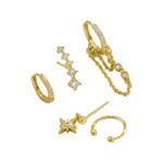 Copper Inlaid Stone Earrings Set - Trendy Original Design