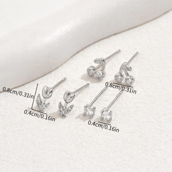 copper_stud_earrings_set_with_inlaid_stones,_flower_&_cherry_designs_image_1