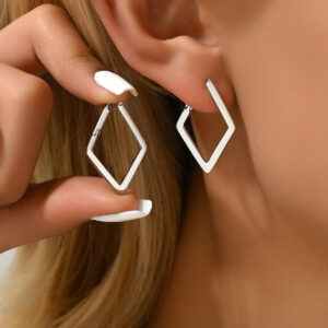 Copper Zircon Geometric Stud Earrings Korean Style