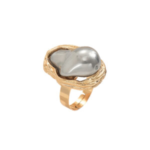 Fashion Alloy Ring with Irregular Faux Pearl - Adjustable