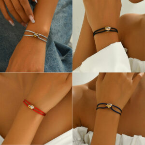 Geometric Tri-Color Ring Adjustable String Bracelet