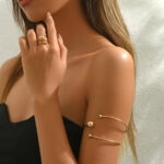 Geometric Zinc Alloy Ring Bracelet Set Fashion