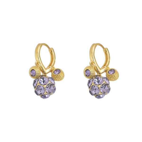 Gold-Tone Copper Geometric Earrings with Purple Stones - Image 5
