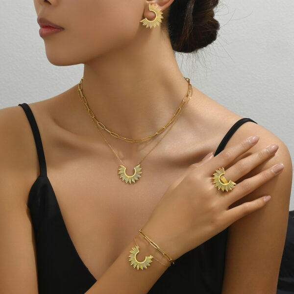 Gold-Tone Copper Sunburst Jewelry Set - Image 2