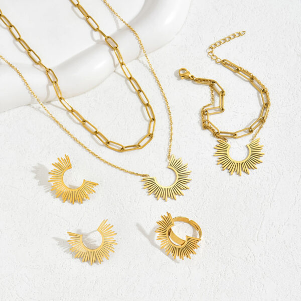 Gold-Tone Copper Sunburst Jewelry Set - Image 3