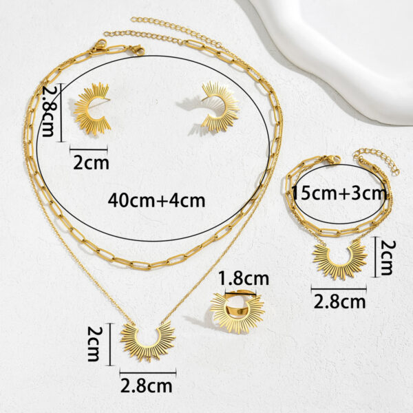 Gold-Tone Copper Sunburst Jewelry Set - Image 4