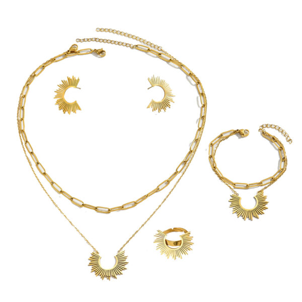Gold-Tone Copper Sunburst Jewelry Set - Image 5