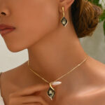 Gold Tone Alloy Geometric Crystal Jewelry Set