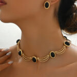 Inlaid Black Stone Jewelry Set