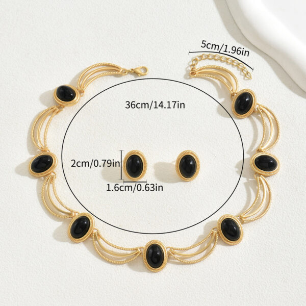 Inlaid Black Stone Jewelry Set - Image 4