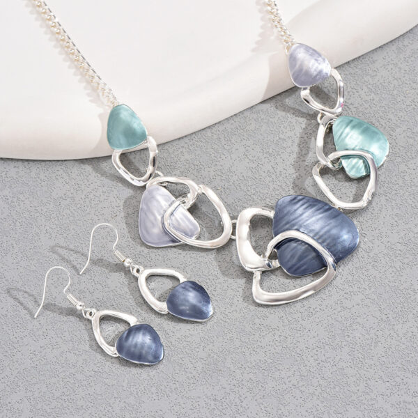 Metal Alloy Drip Oil Necklace & Earrings Set - Image 3