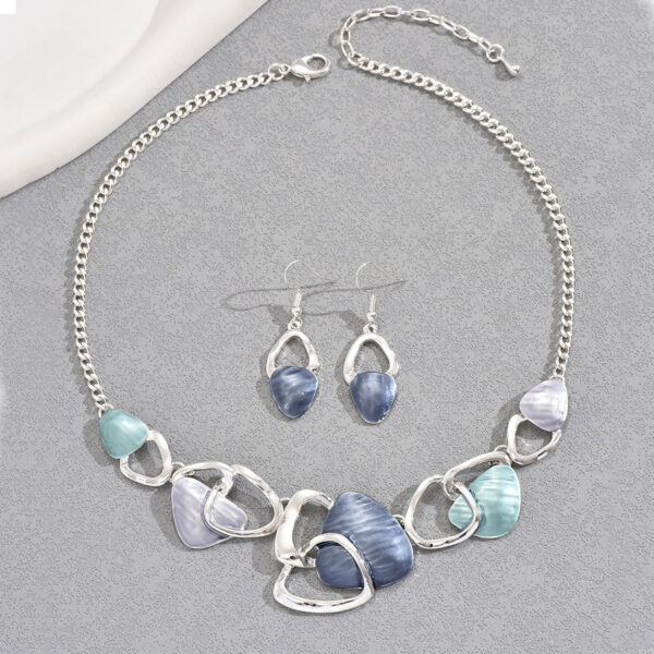 Metal Alloy Drip Oil Necklace & Earrings Set - Image 5