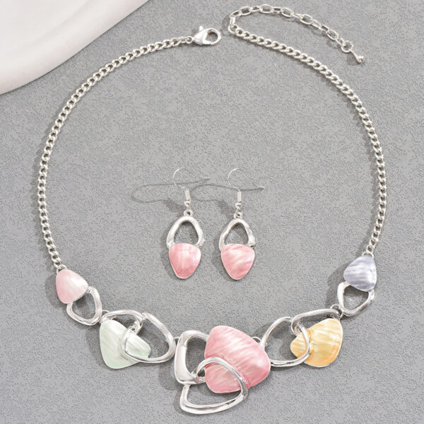 Metal Alloy Drip Oil Necklace & Earrings Set - Image 6