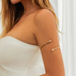 Minimalist Gold-tone Zinc Alloy Arm Cuff - Adjustable