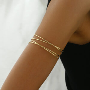 Minimalist Multi-Layer Geometric Alloy Arm Cuff