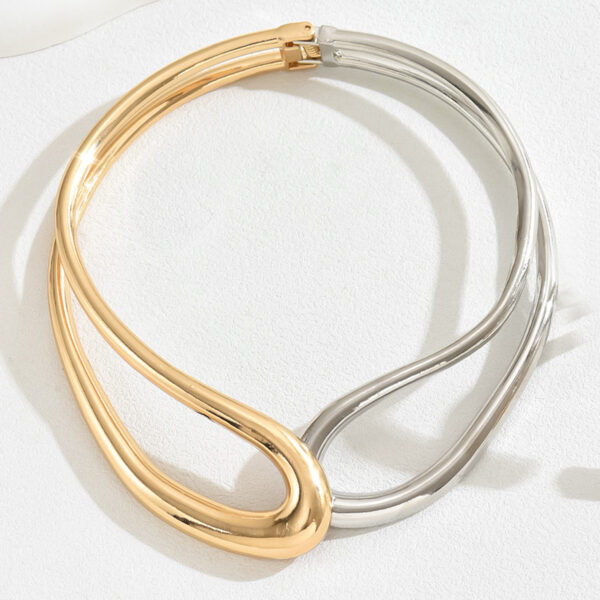 plated_geometric_loop_necklace_&_cuff_set_image_1