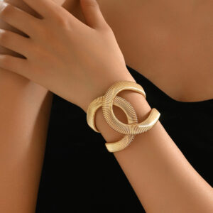 Statement Gold-Tone Interlocking Cuff Bracelet